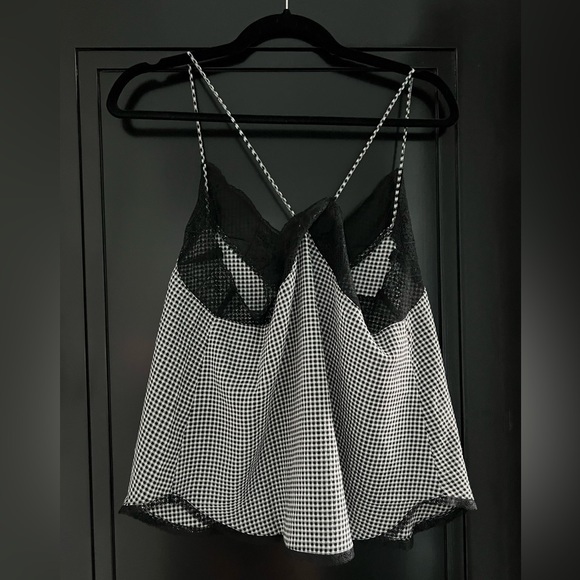 Checkered and lace spaghetti strap top - Picture 6 of 9